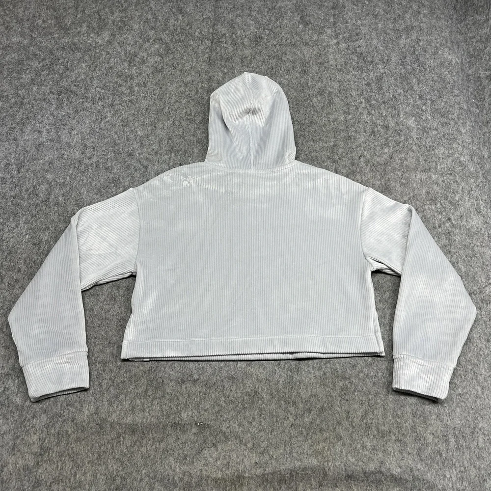 Athleta Girl‎ Hoodie Girls XL Gray Velour V Neck Long Sleeve Pullover Cropped